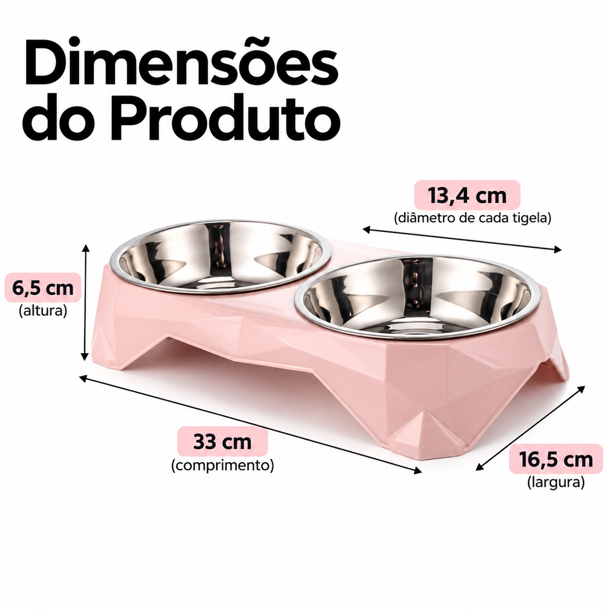 Comedouro Duplo Elevado para Cães e Gatos – Tigelas em Aço Inoxidável