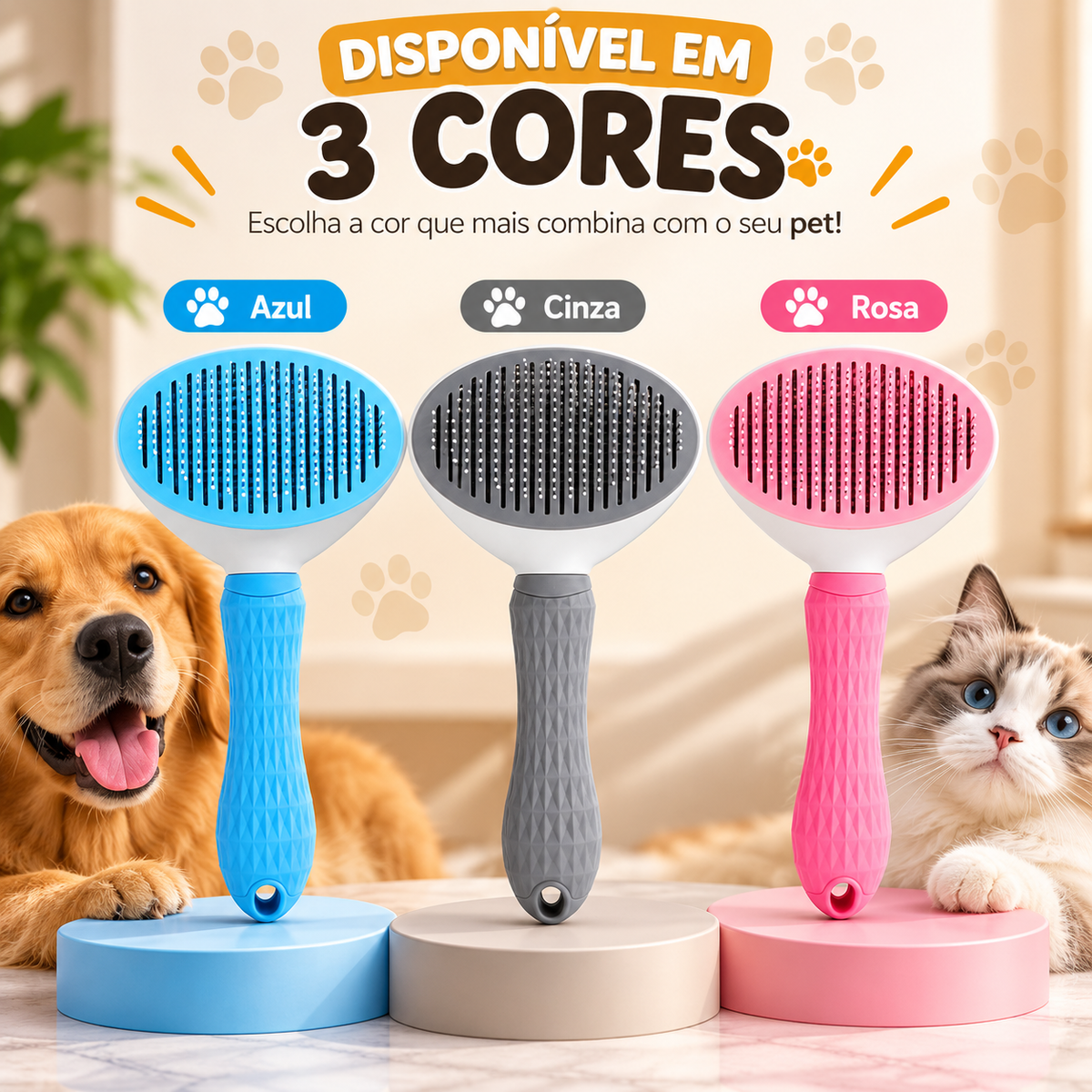 Escova Removedora de Pelos com Autolimpeza MimoPet 🐾