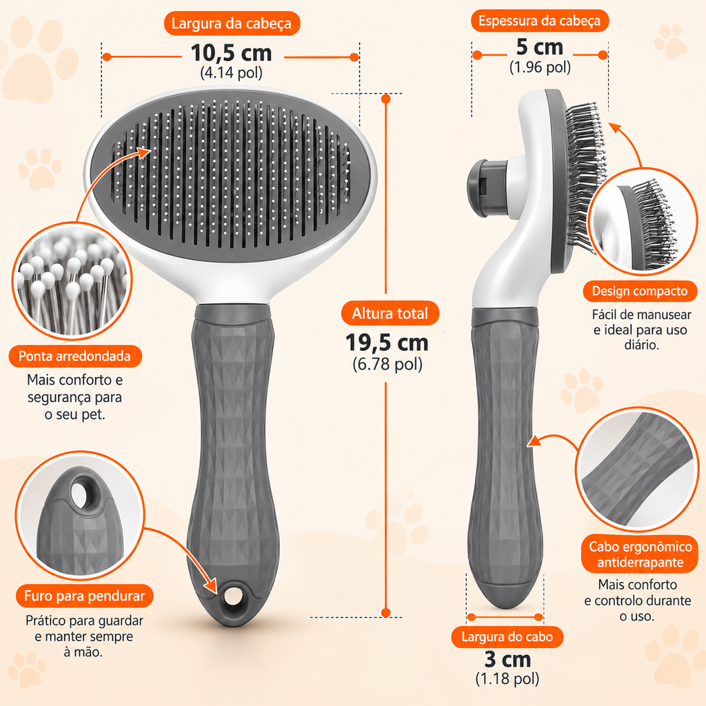 Escova Removedora de Pelos com Autolimpeza MimoPet 🐾